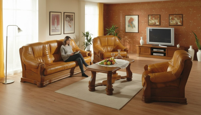 Three-seater couch, classic leather sofa couch, upholstered sofa, 3-seater leather.