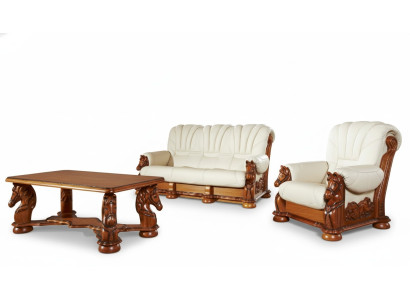 Antique Style Leather Sofa Couch Sofa Set Upholstery 3+1 Seater Italian Leather