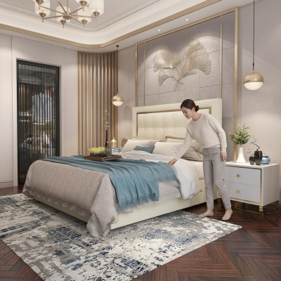 Bed Upholstery Design Luxury Double Hotel Beds Marital 180x200cm Bedroom Metal