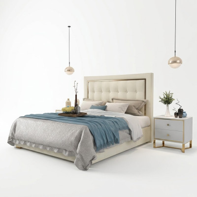 Bed Upholstery Design Luxury Double Hotel Beds Marital 180x200cm Bedroom Metal