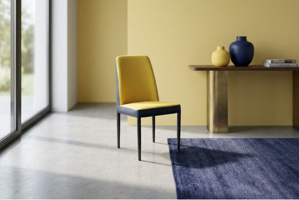 Chair 1x Dining Room Upholstered Chair Armchair TV Lounge Club Leather Textile Yellow