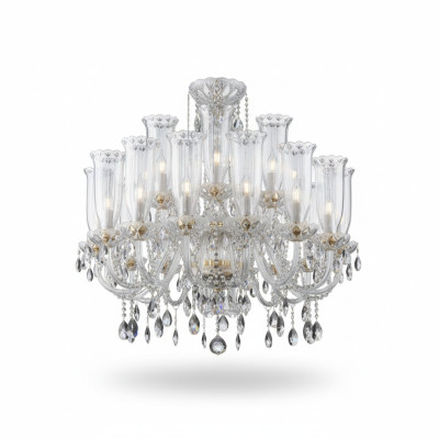 XXL Lamp 24x Chandelier Palace Villa D'Este Lights Crystal Lamp Chandelier