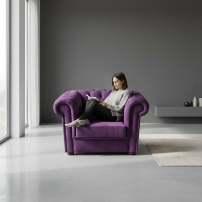 Chesterfield Armchair Couch Upholstery 1-Seater Velvet Design Couches Sofas