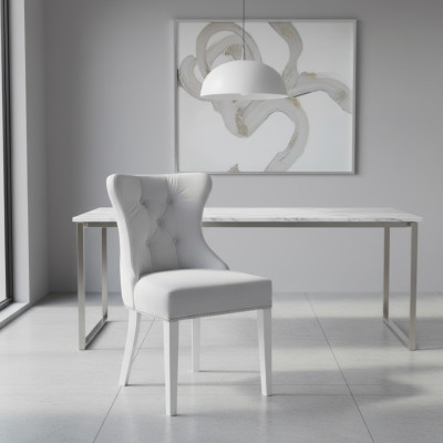 Gray Upholstered Chesterfield Chair Designer Armchairs Dining Room Furniture