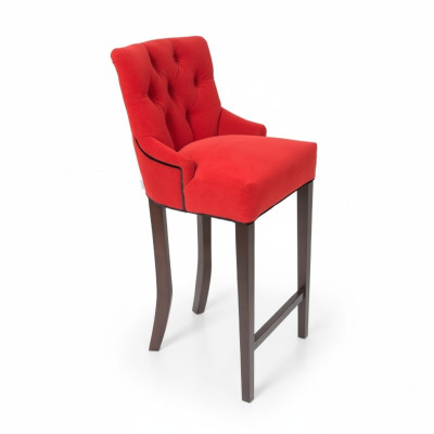 Red Bar Stools Chesterfield Chairs Set Hotel Chairs Textile Upholstery Group x10 Set