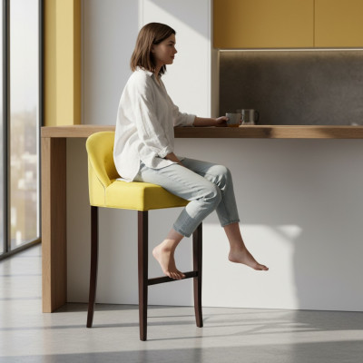 Yellow Chesterfield Bar Stool Modern Single Seater Luxury Lounge Furniture