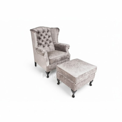 Ottoman Beige Designer Luxury Ottoman Upholstered Seat Textile Relaxation Side Sofa