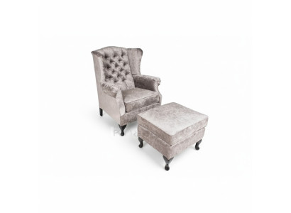 Ottoman Beige Designer Luxury Ottoman Upholstered Seat Textile Relaxation Side Sofa