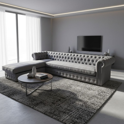 Corner sofa Chesterfield fabric textile corner couch sofa upholstery couch corner suite