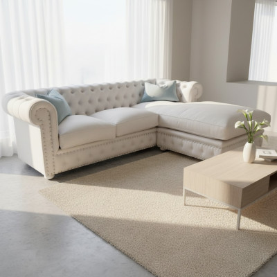 Sofa Velvet Corner Sofa Chesterfield Textile Fabric Corner Couch Upholstered Couch Corner Suite