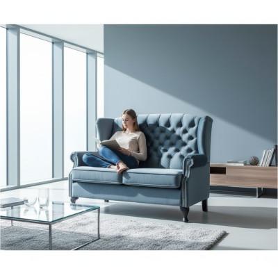 Sofa 2-seater Chesterfield upholstery design luxury couch sofas wing chair