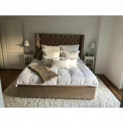Chesterfield Bed Upholstered Double Hotel Beds Bedroom 140x200cm Brown New