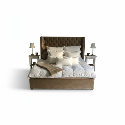 Chesterfield Bed Upholstered Double Hotel Beds Bedroom 140x200cm Brown New