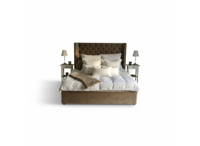 Chesterfield Bed Upholstered Double Hotel Beds Bedroom 140x200cm Brown New
