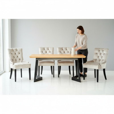 Design dining room table + 4 Chesterfield armchairs seating group chairs