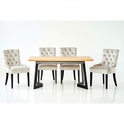 Design dining room table + 4 Chesterfield armchairs seating group chairs
