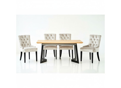 Design dining room table + 4 Chesterfield armchairs seating group chairs