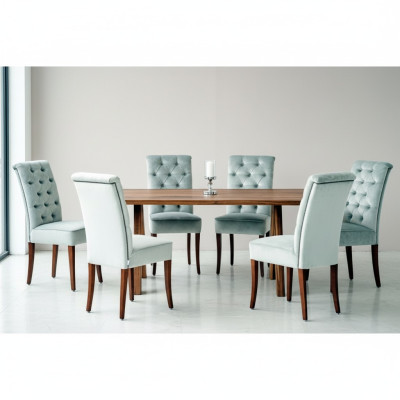 Modern Chesterfield dining set luxurious dining table x6 Chesterfield chairs