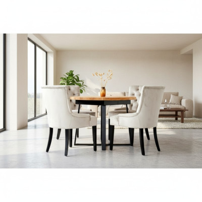 Design dining room table + 6 Chesterfield armchairs seating group chairs