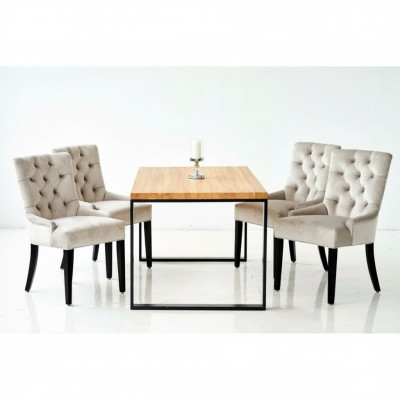 Dining room chair table + 4 Chesterfield chairs group set upholstery