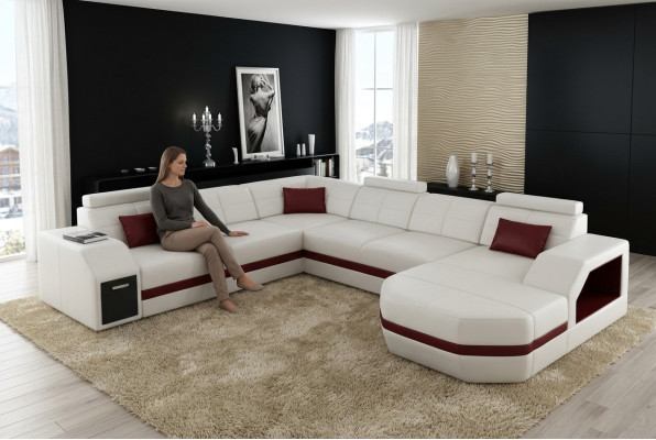 Leather sectional sofa couch corner sofa corner set design modern sofa with USB