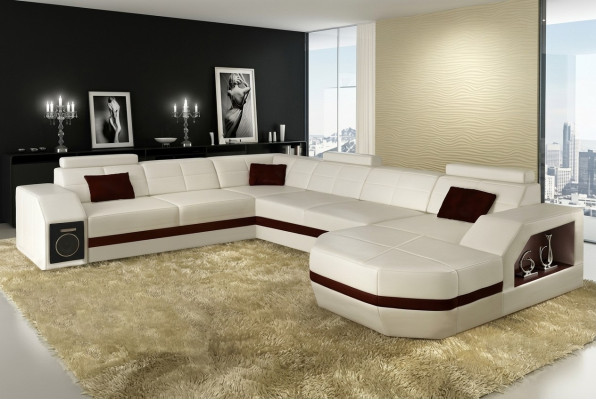 Leather sectional sofa couch corner sofa corner set design modern sofa with USB