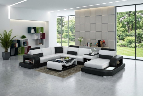 Leather sofa couch living area corner sofa corner set design modern sofa with USB