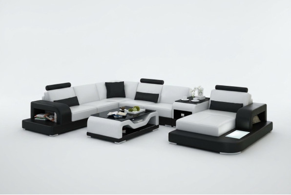 Leather sofa couch living area corner sofa corner set design modern sofa with USB