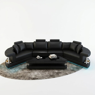 Trapezoidal Shape Living Landscape Round Corner Sofa Sofa Round Couch Upholstery U Form + USB