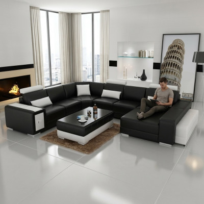 Large design corner sofa upholstered corner couch sofa set couch living landscape USB new