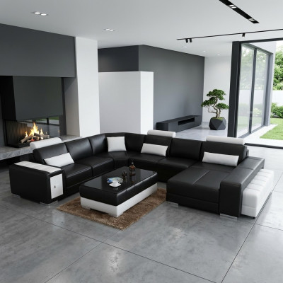 Large design corner sofa upholstered corner couch sofa set couch living landscape USB new