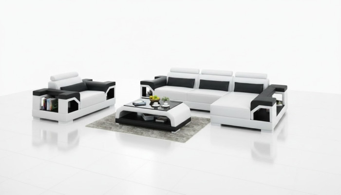 Leather sofa with USB living area corner sofa + armchair corner set design modern sofa