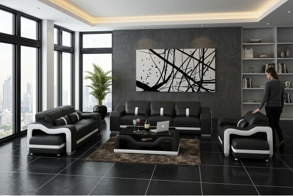Designer sofa set couch upholstered sofas leather modern 3+2 seater complete set new