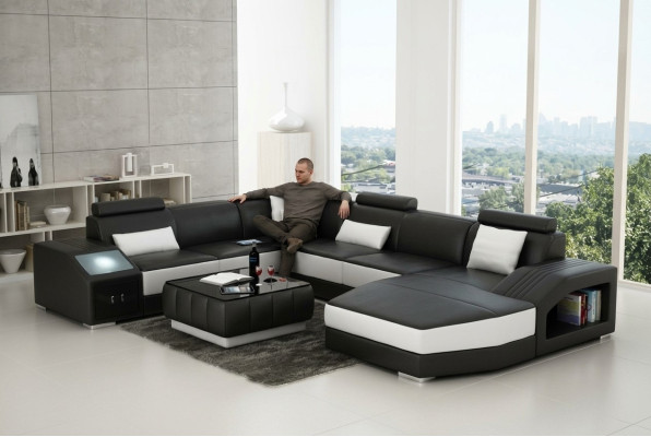 Corner set leather sofa living room upholstered corner seating furniture living landscape +USB