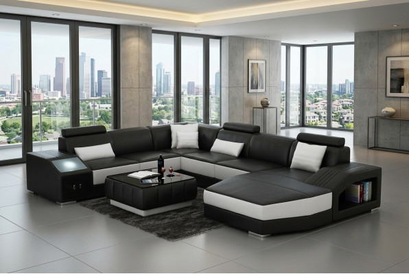 Corner set leather sofa living room upholstered corner seating furniture living landscape +USB
