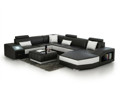 Corner set leather sofa living room upholstered corner seating furniture living landscape +USB