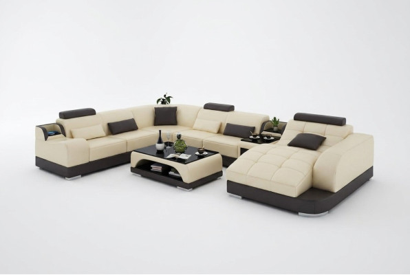 Corner set leather sofa living room landscape upholstery corner seating set +USB
