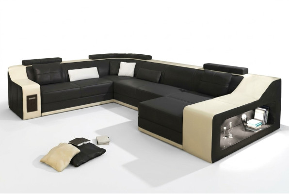 Leather sofa couch living landscape corner sofa corner suite design modern sofa with USB.