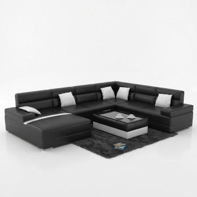 Leather sofa couch living landscape corner sofa corner set design modern sofa U-shape USB