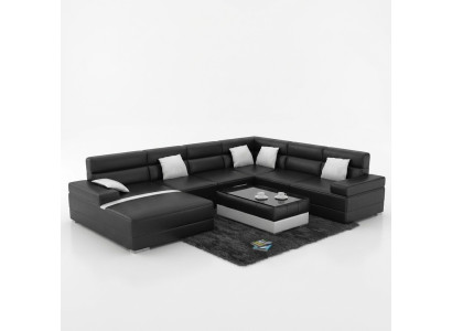Leather sofa couch living landscape corner sofa corner set design modern sofa U-shape USB