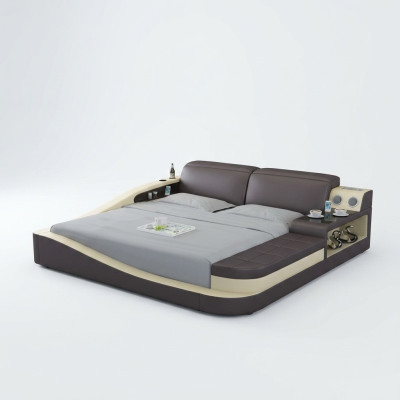 Multifunction Bed Bluetooth Speakers Luxury Design Leather Beds Hotel Double New