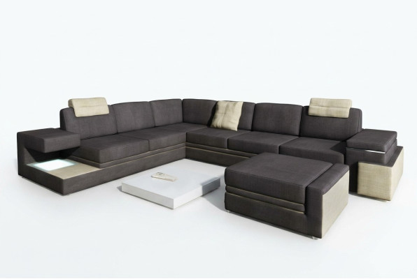 XXL corner sofa living area with USB upholstery seat suite sofas couches textile