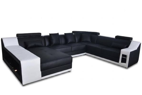 U-Shaped Living Room Corner Couch Seating Set Corner Sofa Leather Sofa Upholstered Couch +USB