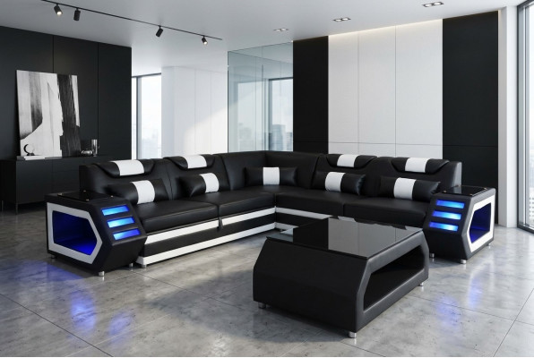 Complete set suite corner couch corner sofa couch upholstery corner suite + table + USB