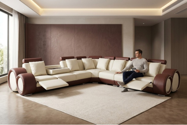Design leather upholstered seat room corner living sofa +USB designer ensemble sofas new
