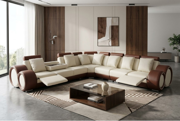 Design leather upholstered seat room corner living sofa +USB designer ensemble sofas new