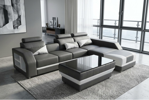 Leather corner sofa with USB, upholstered couches sofas living landscape luxury set corner