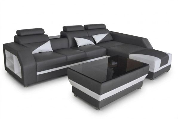 Leather corner sofa with USB, upholstered couches sofas living landscape luxury set corner