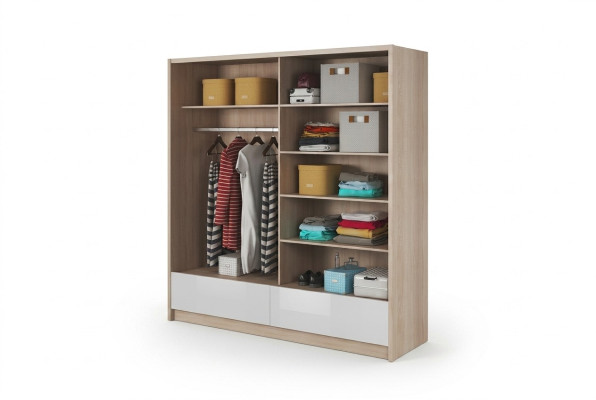 Wardrobe Storage 200cm Shelf Cabinet Archive Decorative Sliding Doors