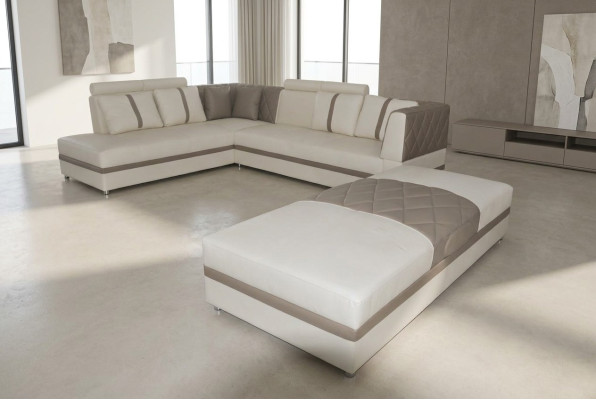 Corner sofa with USB living area leather corner couches upholstered seating set A1128